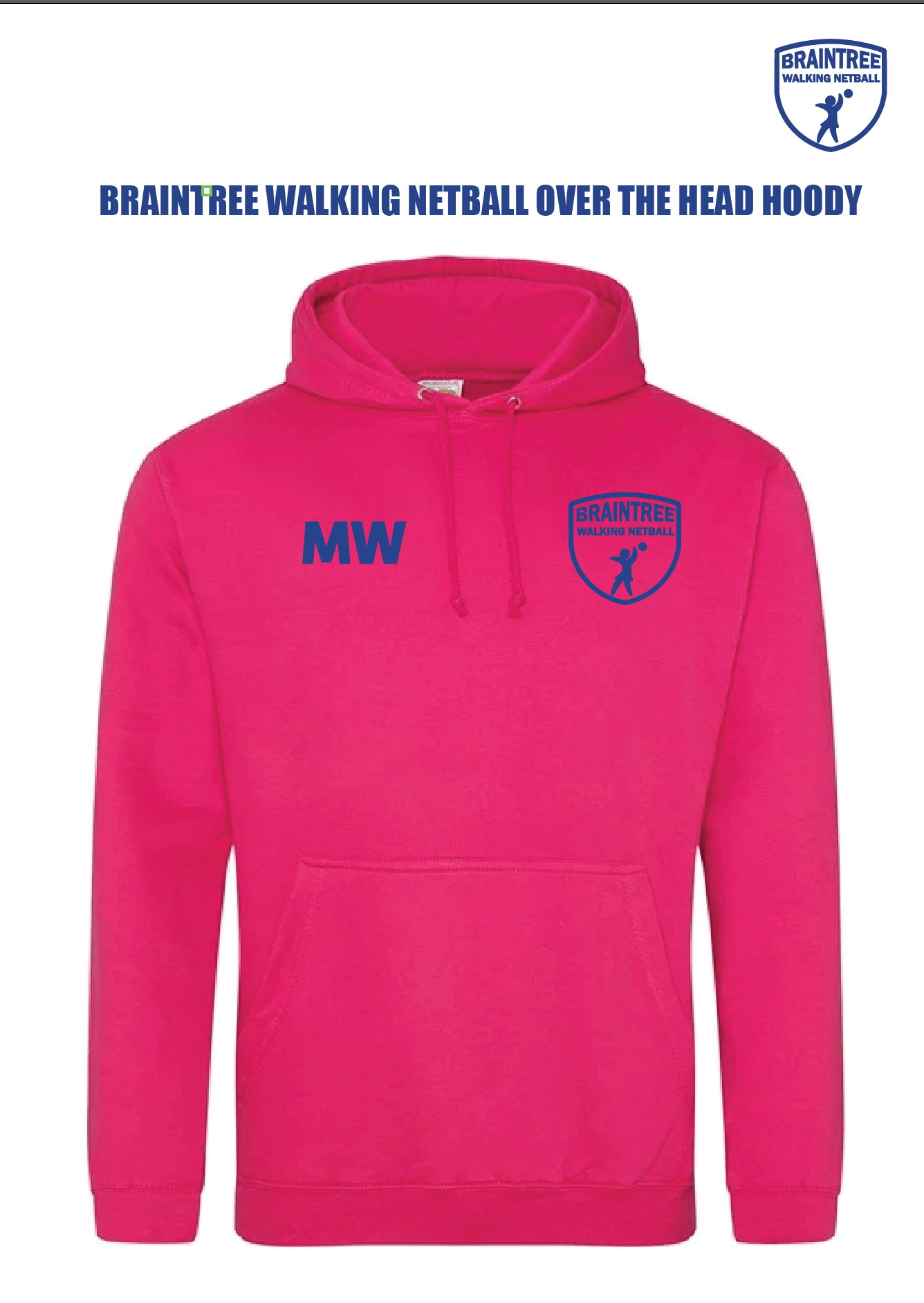 BRAINTREE WALKING NETBALL ZIPPED OR OVER HEAD HOODY EMBROIDERY (ALL SIZES)
