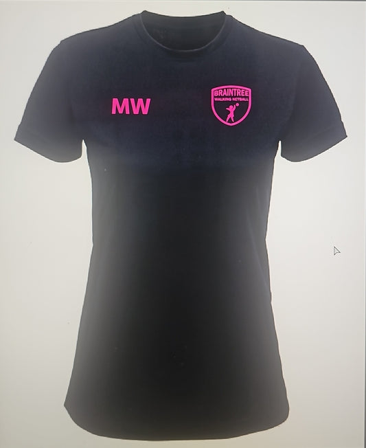 BRAINTREE WALKING NETBALL PERFORMANCE T-SHIRT ALL SIZES